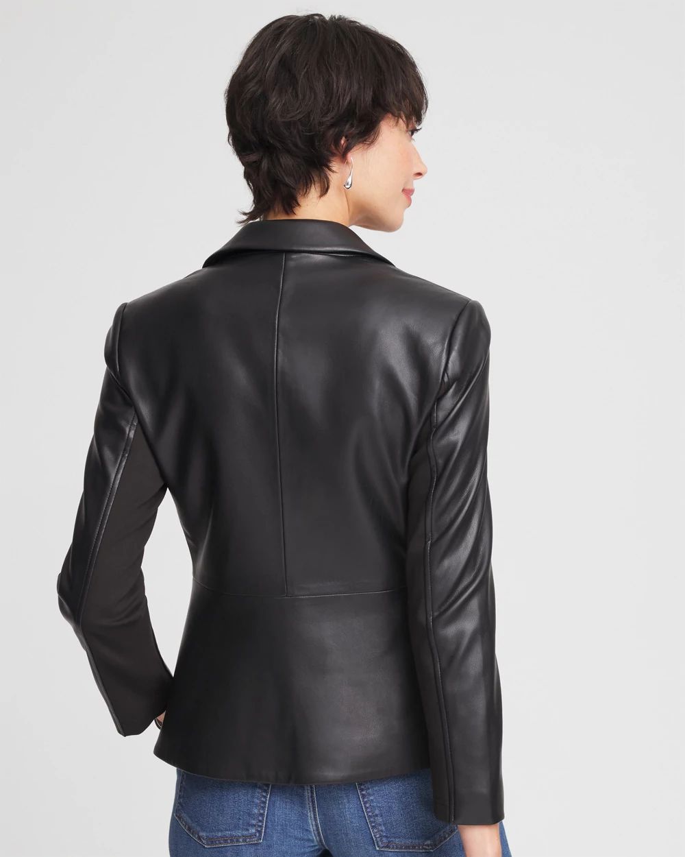 FAUX LEATHER TUCK ジャケット Faux Leather Peplum Blazer | Chico's
